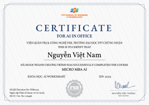 Chứng chỉ AI Văn phòng FPT