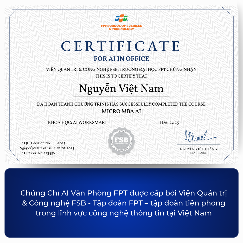 Chứng Chỉ AI Văn Phòng