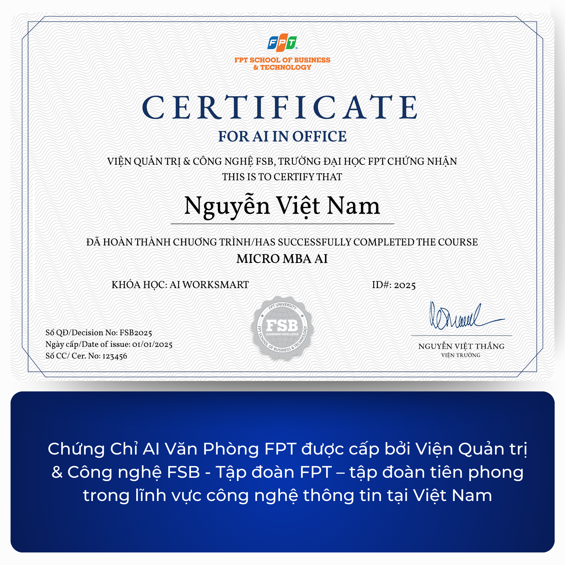 Chứng Chỉ AI Văn Phòng